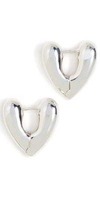 Annika Inez Small Heart Hoops Silver One Size