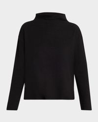 Missy Waffle-Knit Funnel-Neck Sweater