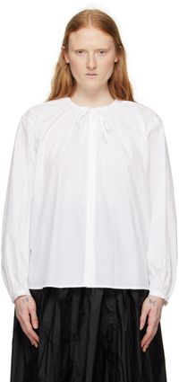 AMOMENTO White Shirred Blouse