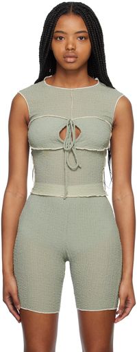 Yuzefi Green Keyhole Tank Top