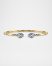14K White and Yellow Gold Diamond Pear Shape Bujukan Bangle