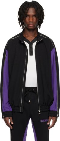 KUSIKOHC Black & Purple Full Zip Fleece Track Jacket