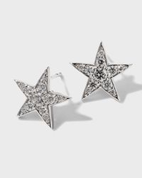 18K White Gold Diamond Star Earrings