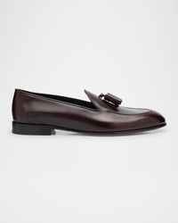 Men's Brushed Leather Tassel Loafers