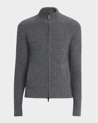 Men's Ribbed Full-Zip Cashmere Sweater