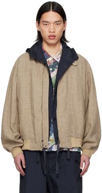 Engineered Garments Blouson aviateur beige à carreaux