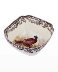 Woodland Pheasant Deep Square Serving Bowl