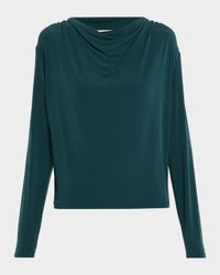 Matte Jersey Cowl-Neck Blouse