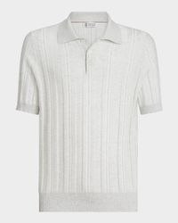 Men's Cotton Jacquard Rib-Knit Polo Shirt