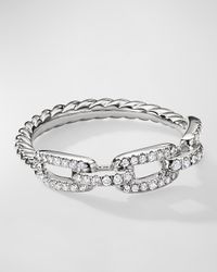 Stax Chain Link Ring with Diamonds in 18k White Gold, 4.5mm