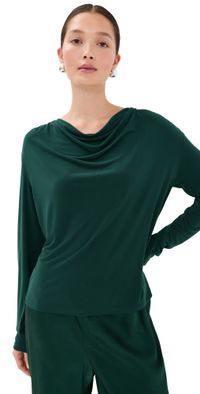Vince Long Sleeve Cowl Neck Shirt Black XXS