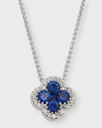 18k White Gold Diamond and Sapphire Pendant Necklace, 18"L, 0.80tcw