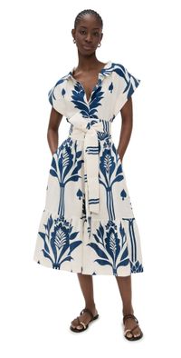 Andres Otalora Shareer Dress Ivory/Navy Lotus XS
