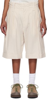 Engineered Garments Beige & White Gurkha Shorts