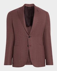 Men's Herringbone Notch Lapel Sport Coat