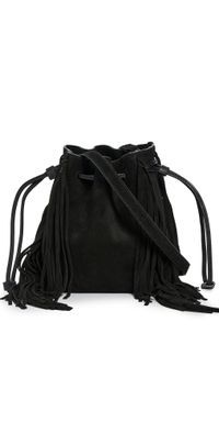 Madewell The Drawstring Crossbody Bucket Bag in Suede True Black One Size