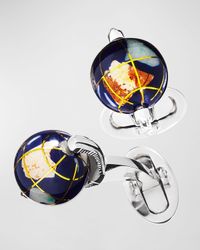 Spinning Lapis Inlay Globe Cuff Links