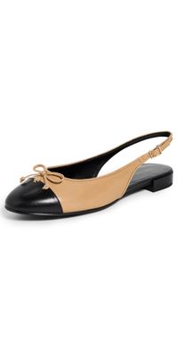 Tory Burch Cap Toe Slingback Ballet Flats Ginger Shortbread/Perfect Bl 8.5