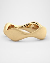 18K Yellow Gold Double Curve Stacking Ring, Satin