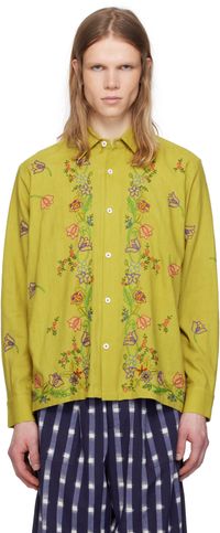 HARAGO Green Garden Embroidered Shirt