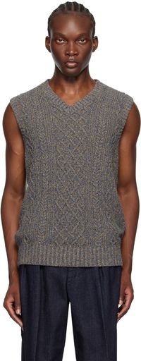 BEAMS PLUS Navy Aran Vest