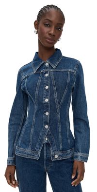 DL1961 Peplum Long Sleeve Denim Jacket North Water (Highluxe) XS