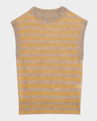 Mohair Striped Sleeveless Sweater