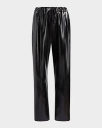 Trenton Straight Drawstring Leather Pants
