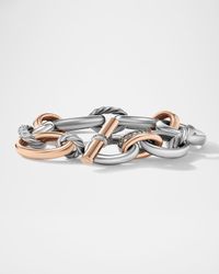 DY Mercer Bracelet with Diamonds and 18K Rose Gold in Silver, 25mm