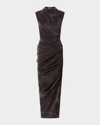 Olympia Draped Bodycon Velvet Midi Dress