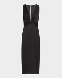 Talon Sleeveless Deep V-Neck Midi Sheath Dress