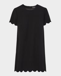 scalloped mini shift dress