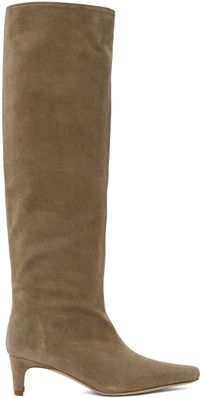 Staud Bottes hautes taupe en suède - Wally