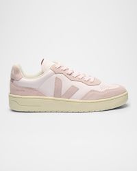 V-90 Bicolor Mixed Leather Low-Top Sneakers
