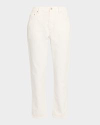 Mid-Rise Cotton Bull Straight-Leg Ankle Jeans