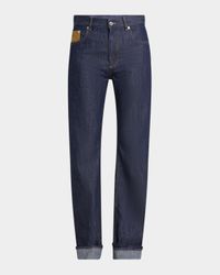 Intrecciato Suede Pocket Straight-Leg Denim Trousers