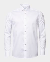 Contemporary-Fit Twill Shirt with Gray Buttons