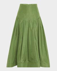 Drop-Waist Pleated Full Ankle Skirt