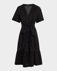 Miranda Pintuck Tiered Linen-Silk Midi Dress