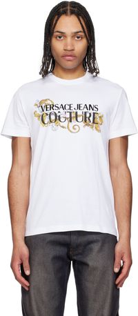 Versace Jeans Couture White Logo Baroque T-shirt
