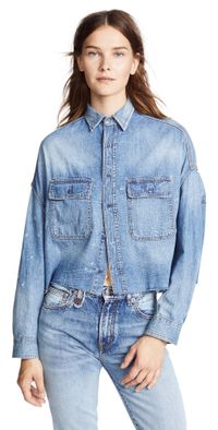 R13 Cropped Denim Shirt Brindley S