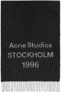 Acne Studios Black & Gray Logo Jacquard Scarf