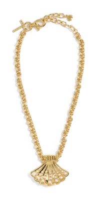 Lele Sadoughi Fan Shell Collar Necklace Gold One Size