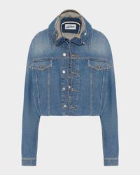 Double Layer Denim Jacket With Hood