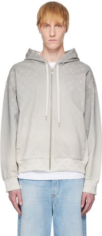 Marine Serre Gray Moon Faded Fleece Zipped Hoodie
