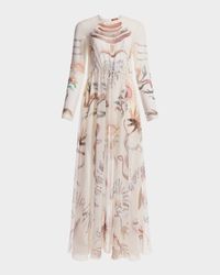 Sybbeline Long-Sleeve Drawstring Silk Maxi Dress