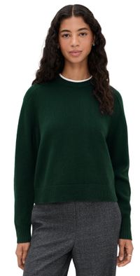 Theory Cropped Crewneck Cashmere Sweater Viridian P