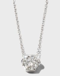 18K White Gold Hexagonal Diamond Necklace, 0.8tcw