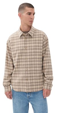 FRAME Woolen Plaid Overshirt Beige Multi XL
