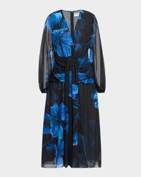 Floral-Print Georgette Midi Dress